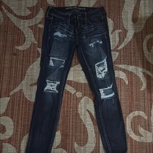American Eagle Outfitters Women's Black Distressed Jeans